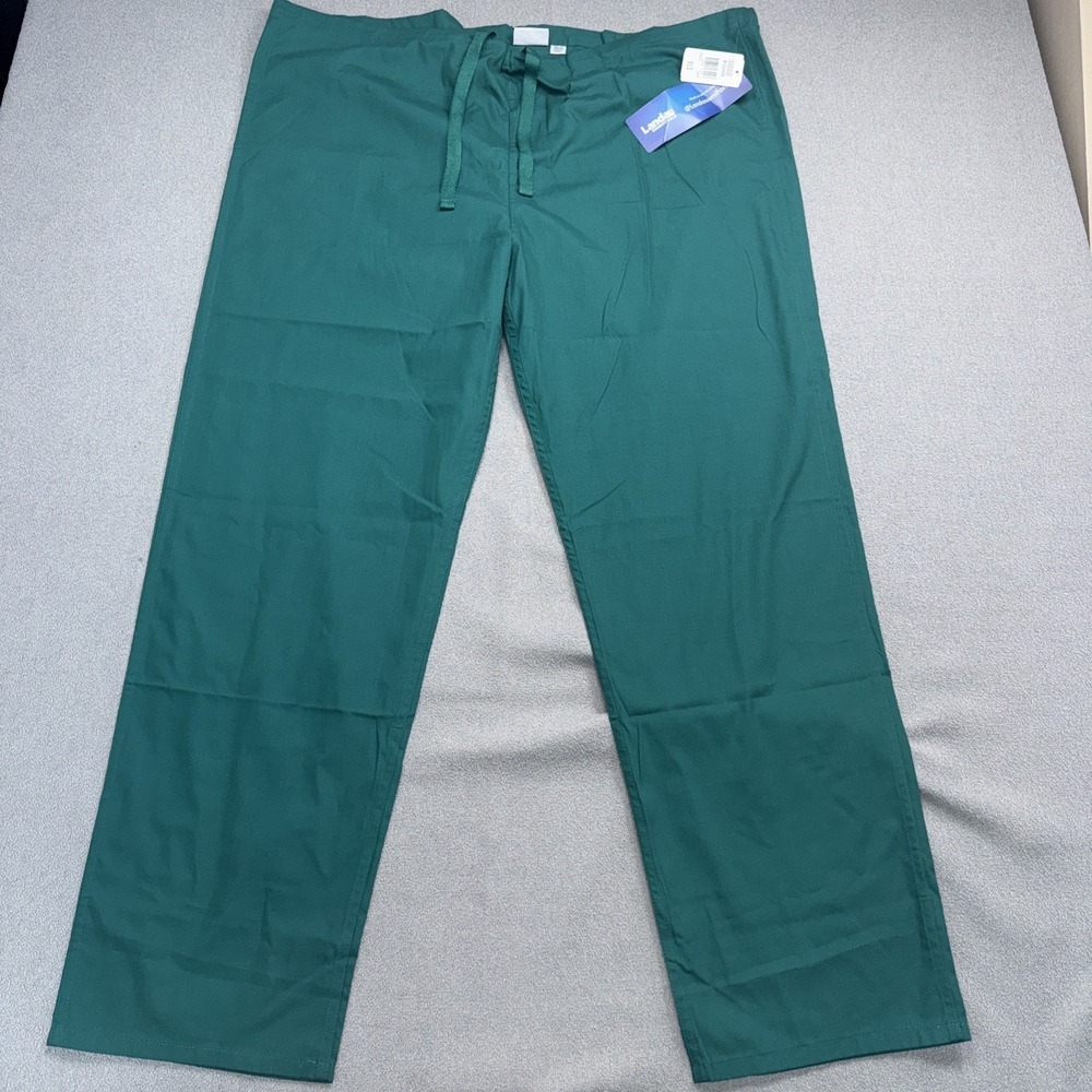 Landau Essentials  Solid Green Drawstring Modern Fit Scrub Bottoms Mens Size XL